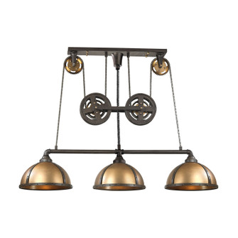 Torque Three Light Linear Chandelier in Vintage Brass (45|65152/3)