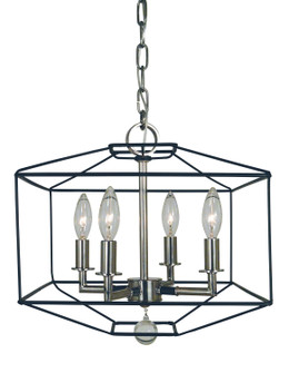 Isabella Four Light Dual Mount Chandelier in Polished Nickel with Matte Black Accents (8|5304 PN/MBLACK)