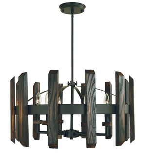 Modern Farmhouse Six Light Chandelier in Matte Black (8|5375 MBLACK)