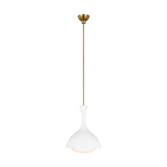 Lucerne One Light Pendant in Matte White and Burnished Brass (454|AEP1011BBSMWT)