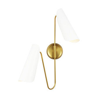 Tresa Two Light Wall Sconce in Matte White and Burnished Brass (454|AEW1002BBSMWT) Tresa Two Light Wall Sconce in Matte White and Burnished Brass (454|AEW1002BBSMWT)