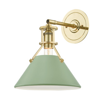 Painted No.2 One Light Wall Sconce in Aged Brass/Leaf Green Combo (70|MDS350-AGB/LFG)