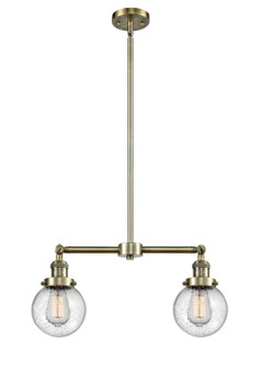 Franklin Restoration Two Light Island Pendant in Antique Brass (405|209-AB-G204-6)