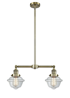 Franklin Restoration Two Light Island Pendant in Antique Brass (405|209-AB-G532)