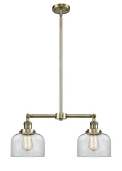 Franklin Restoration Two Light Island Pendant in Antique Brass (405|209-AB-G72)