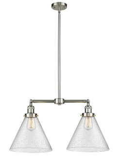 Franklin Restoration Two Light Island Pendant in Brushed Satin Nickel (405|209-SN-G44-L)