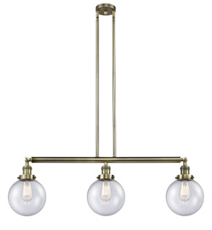 Franklin Restoration Three Light Island Pendant in Antique Brass (405|213-AB-G204-8)