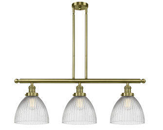 Franklin Restoration Three Light Island Pendant in Antique Brass (405|213-AB-G222)