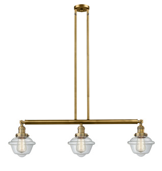 Franklin Restoration Three Light Island Pendant in Brushed Brass (405|213-BB-G532)