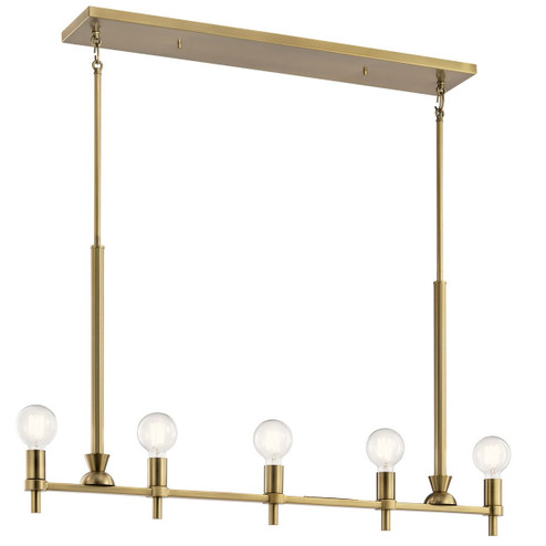 Torvee Five Light Linear Chandelier in Brushed Natural Brass (12|52425BNB)