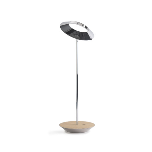 Royyo LED Desk Lamp in Chrome/white oak (240|RYO-SW-CRM-WOK-DSK)