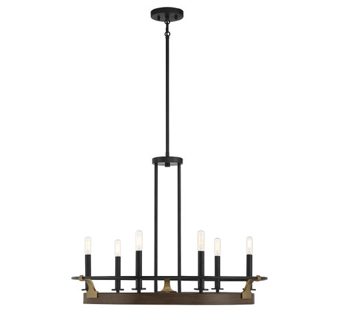 Icarus Six Light Chandelier in Burnished Brass W/ Walnut (159|V6-L1-2931-6-170)