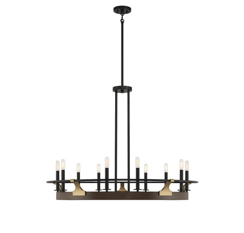 Icarus Ten Light Chandelier in Burnished Brass W/ Walnut (159|V6-L1-2932-10-170)