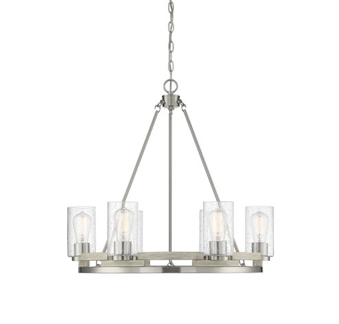 Lynwood Six Light Chandelier in Satin Nickel W/ Greywood (159|V6-L1-7600-6-165)