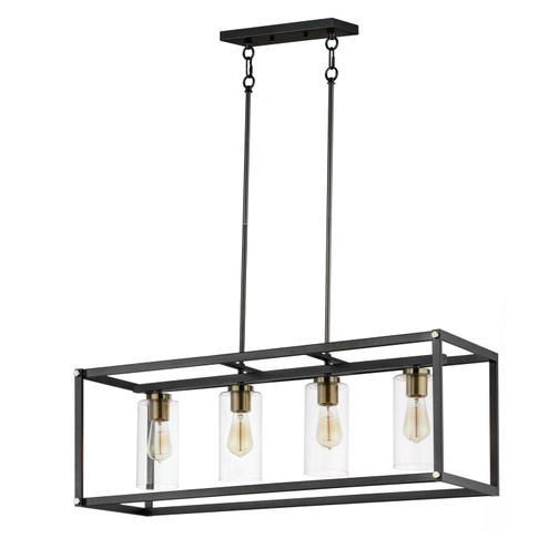 Capitol Four Light Linear Pendant in Black / Antique Brass (16|2644BKAB)