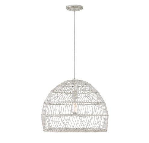 One Light Pendant in White Rattan with a White Socket (446|M70106WR)