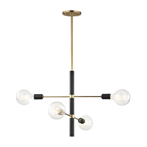 Astrid Four Light Chandelier in Aged Brass/Black (428|H178804-AGB/BK)