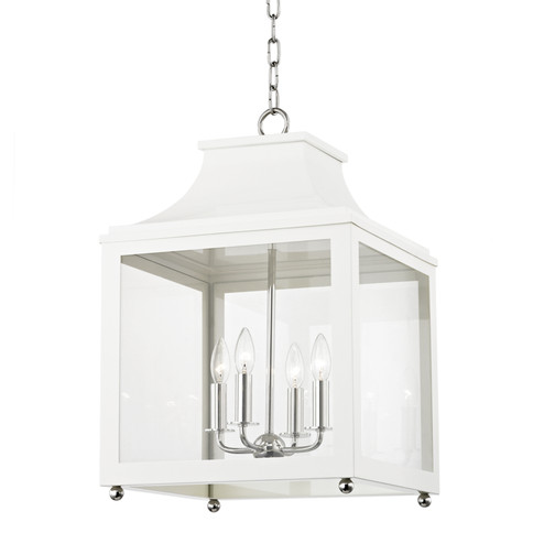Leigh Four Light Lantern in Polished Nickel/White (428|H259704L-PN/WH)