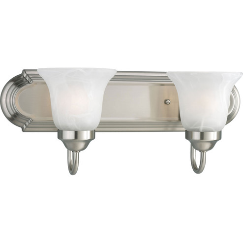 Alabaster Glass Two Light Bath Bracket in Brushed Nickel (54|P3052-09)