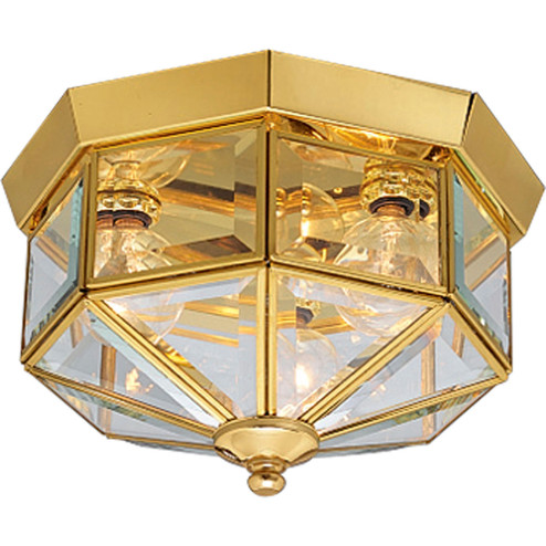 Beveled Glass Three Light Flush Mount in Polished Brass (54|P5788-10)