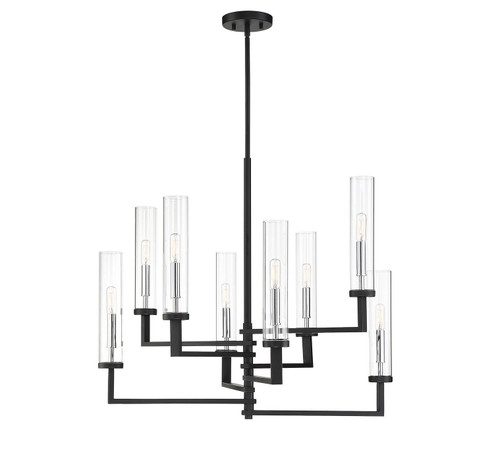 Folsom Eight Light Chandelier in Matte Black with Polished Chrome Accents (51|1-2139-8-67)