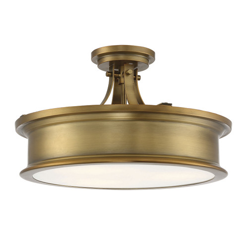 Watkins Three Light Semi-Flush Mount in Warm Brass (51|6-134-3-322)