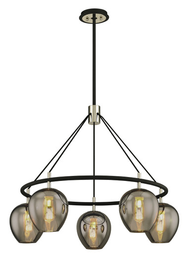 Iliad Five Light Pendant in Carbide Blk & Pol Nickel (67|F6215)