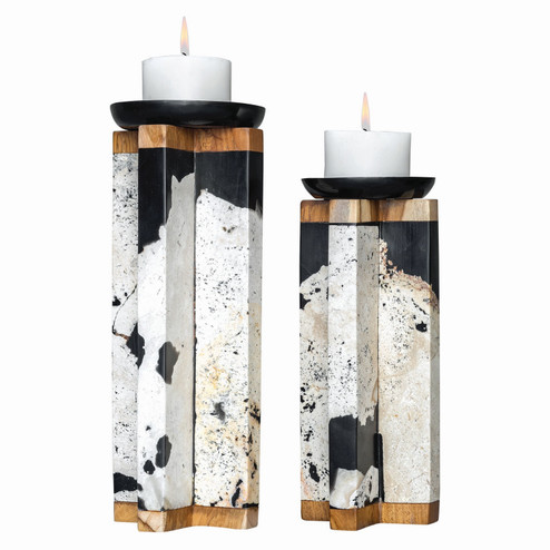 Illini Candleholders, S/2 in Natural Coral Stone (52|17746)