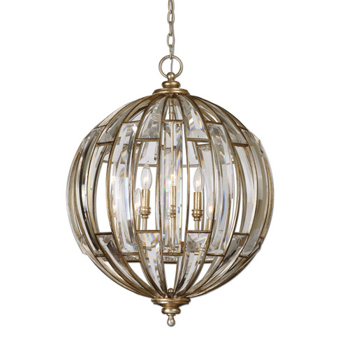 Vicentina Six Light Pendant in Burnished Silver Champagne Leaf (52|22031)