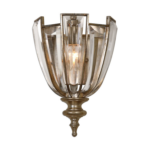 Vicentina One Light Wall Sconce in Burnished Silver Champagne Leaf w/Beveled Crystal (52|22494)