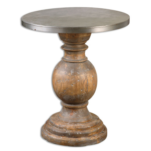 Blythe Accent Table in Aluminum/Weathered Fir Wood (52|24491)