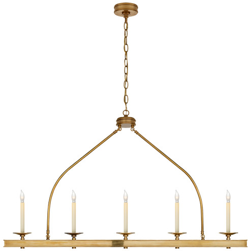 Launceton Five Light Linear Pendant in Antique-Burnished Brass (268|CHC 1605AB)