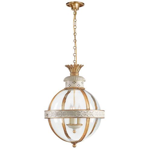 Crown Top Globe Three Light Lantern in Antique White (268|CHC 2111AW-CG)