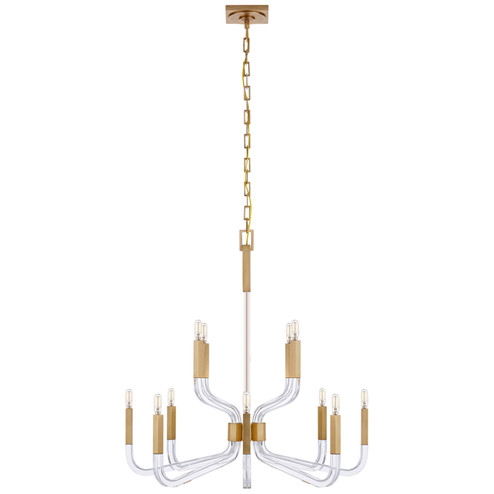 Reagan 12 Light Chandelier in Antique-Burnished Brass and Crystal (268|CHC 5903AB/CG)