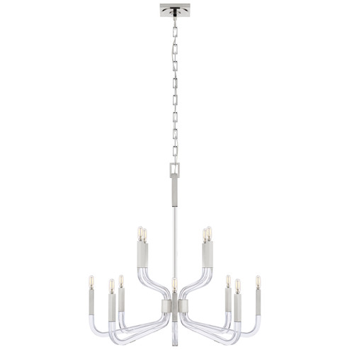 Reagan 12 Light Chandelier in Polished Nickel and Crystal (268|CHC 5903PN/CG)