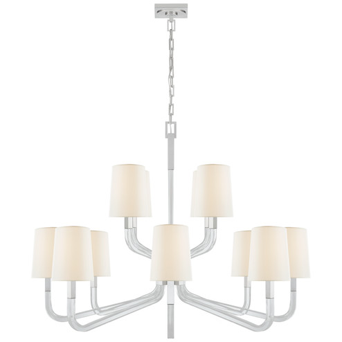 Reagan 12 Light Chandelier in Polished Nickel and Crystal (268|CHC 5904PN/CG-L)