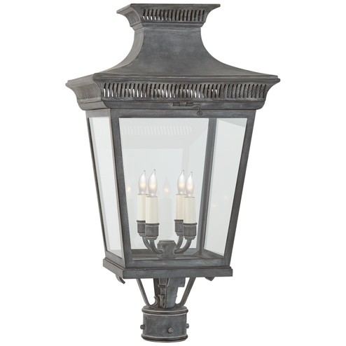 Elsinore Four Light Post Lantern in Weathered Zinc (268|CHO 7055WZ-CG)