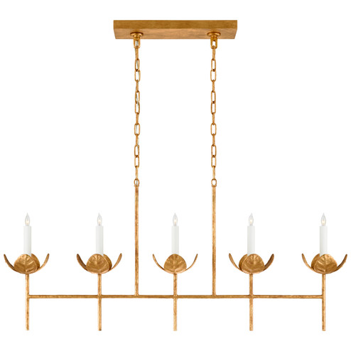 Illana Five Light Linear Chandelier in Antique Gold Leaf (268|JN 5630AGL)