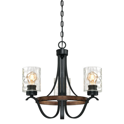 Barnwell Three Light Chandelier in Textured Iron And Barnwood (88|6331800)