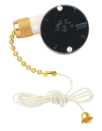 Pull Chain 3-Speed Fan Switch with Pull Chain Single Capacitor 4-Wire Unit in Polished Brass (88|7702100)