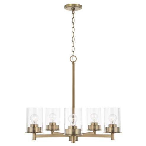 Mason Five Light Chandelier in Aged Brass (65|446851AD-532)