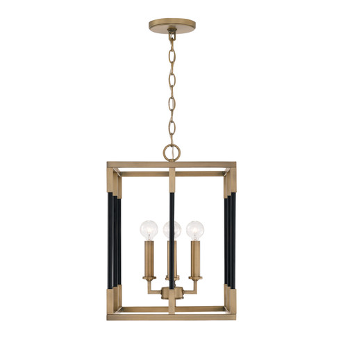 Bleeker Four Light Foyer Pendant in Aged Brass and Black (65|544741AB)