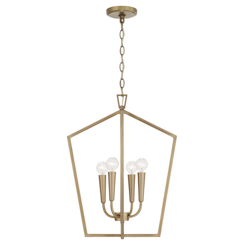 Holden Four Light Foyer Pendant in Aged Brass (65|545941AD)