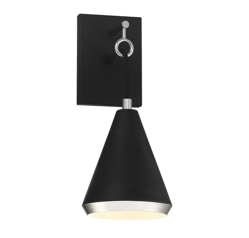 One Light Wall Sconce in Matte Black with Polished Nickel (446|M90066MBKPN)