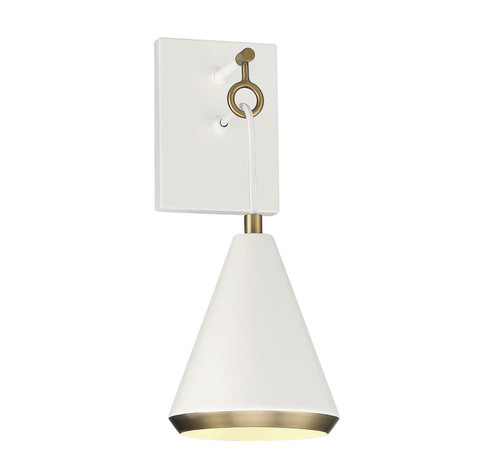One Light Wall Sconce in White with Natural Brass (446|M90066WHNB)