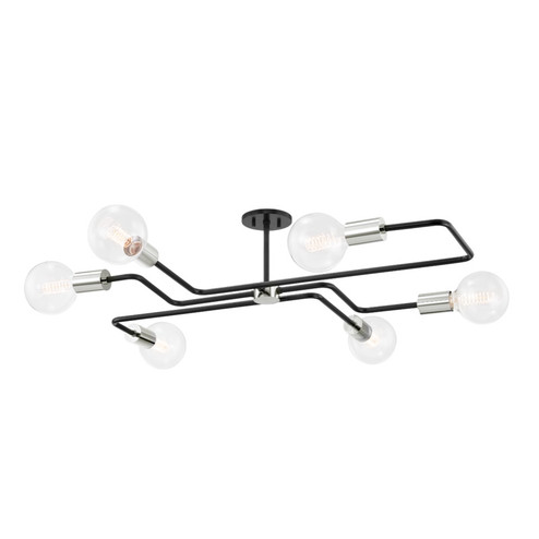 Jena Six Light Semi Flush Mount in Polished Nickel/Textured Black (428|H488606S-PN/TBK)