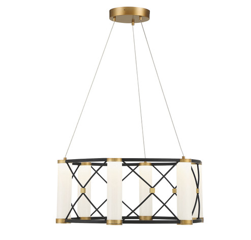 Aries LED Pendant in Matte Black with Burnished Brass Accents (51|7-1639-6-144)