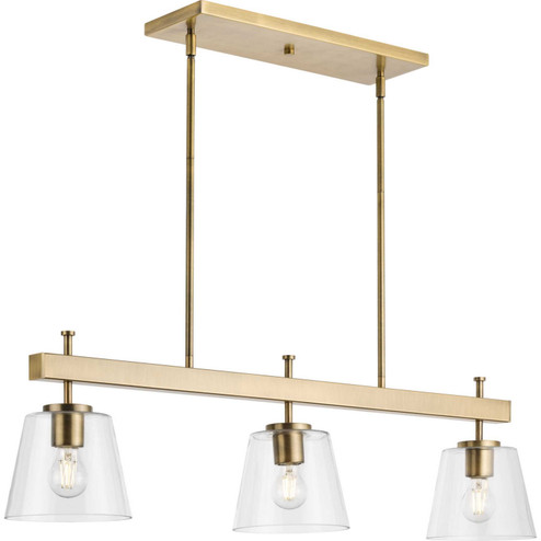 Saffert Three Light Linear Island Chandelier in Vintage Brass (54|P400298-163)