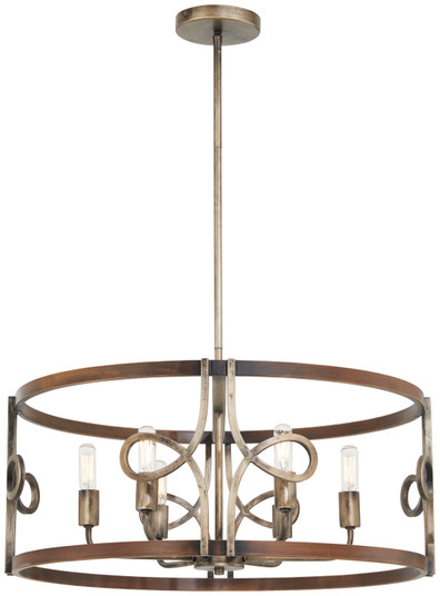 Yorkville Six Light Pendant in Aged Darkwood With Silver Pati (7|2696-115)