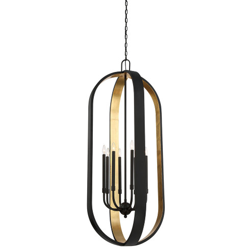 Luca Eight Light Pendant in Black and Gold Leaf (90|930882)